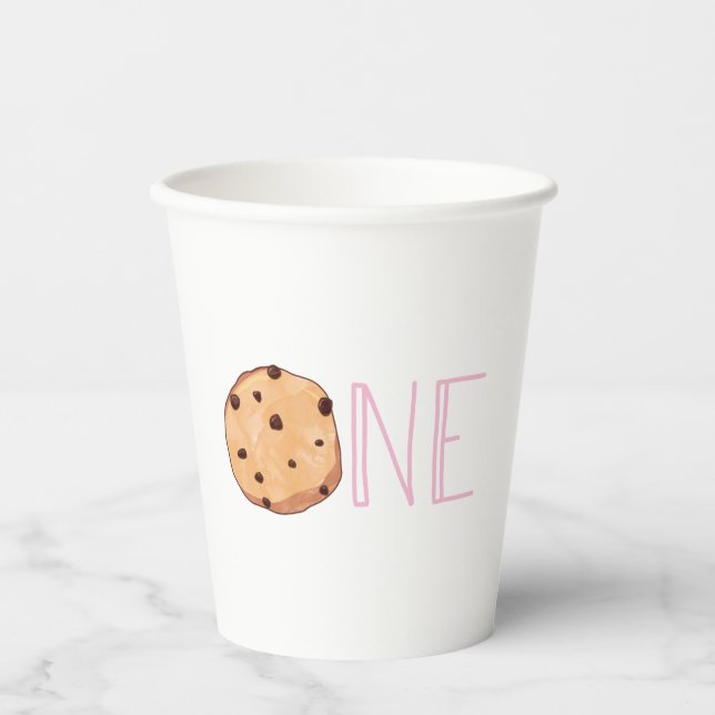 Milch und Cookies Rosa Erstgeburt Pappbecher (Vorderseite)