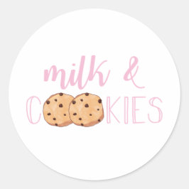 Milch und Cookies Rosa Geburtstagsparty Runder Aufkleber