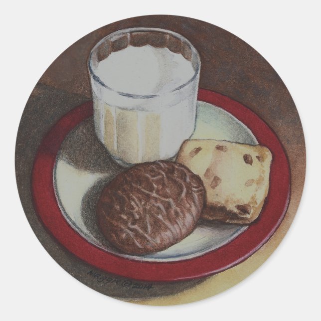 Milch und Cookies Runder Aufkleber (Vorderseite)
