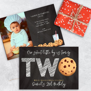 Milch und Cookies "Two Sweet" 2. Geburtstags-Foto Einladung
