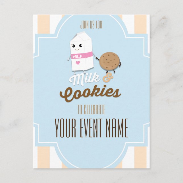 Milch und Cookies Vintages Party Event Postkarte (Vorderseite)