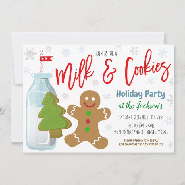 Milch und Cookies Weihnachtszeit-Party Einladung (Vorderseite)