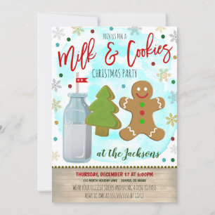 Milch und Cookies Weihnachtszeit-Party Einladung