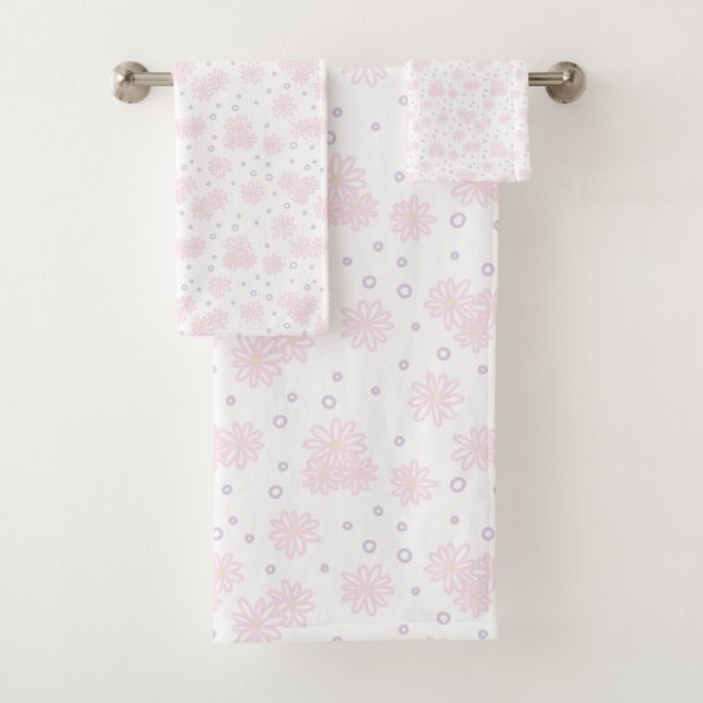 Milch und Dosen - Pastellrosa, Gelb und Lila Badhandtuch Set (Insitu)