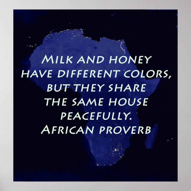 Milch und Honig - afrikanisches Sprichwort Poster (Vorne)