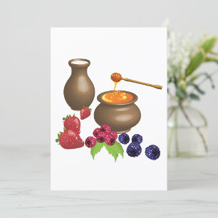 Milch und Honig mit Beeren Rustikale Küche Einladung