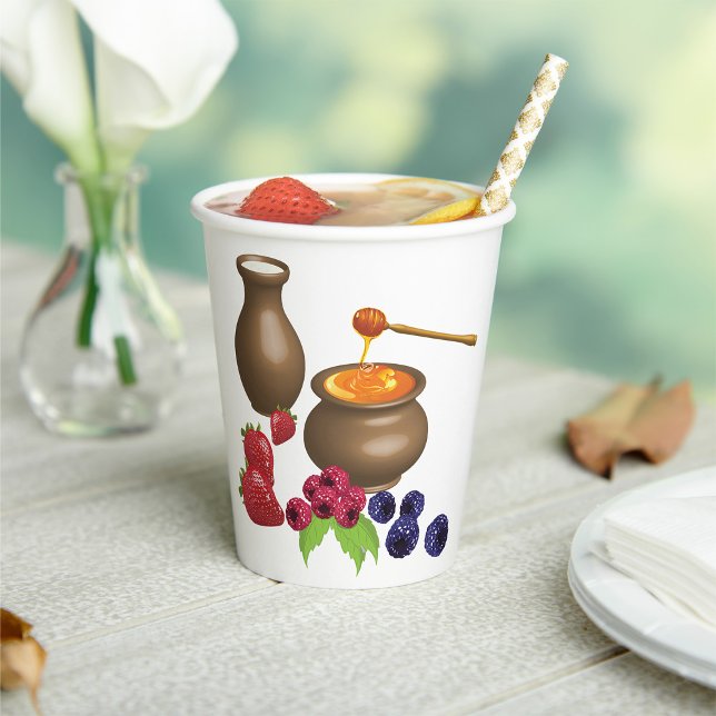 Milch und Honig mit Berries Rustikale Ernährung Pappbecher (Von Creator hochgeladen)