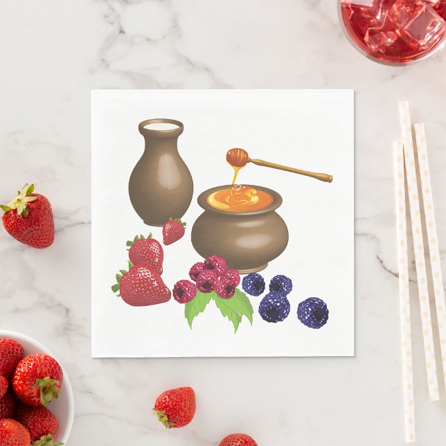 Milch und Honig mit Berries Rustikale Ernährung Serviette (Von Creator hochgeladen)