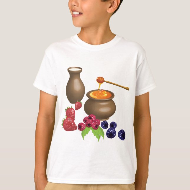 Milch und Honig mit Berries Rustikale Ernährung T-Shirt (Vorderseite)