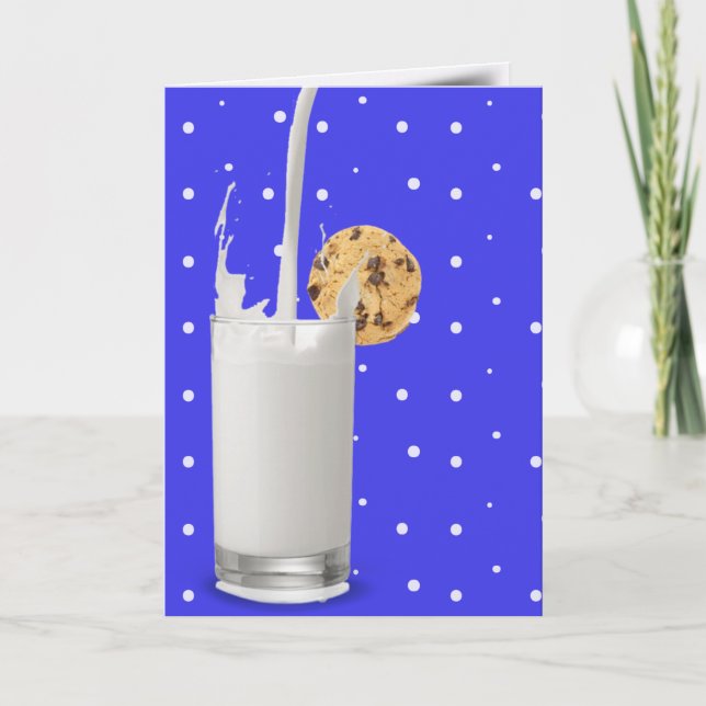 Milch und Kekse auf Polka-Punkten Karte (Vorderseite)