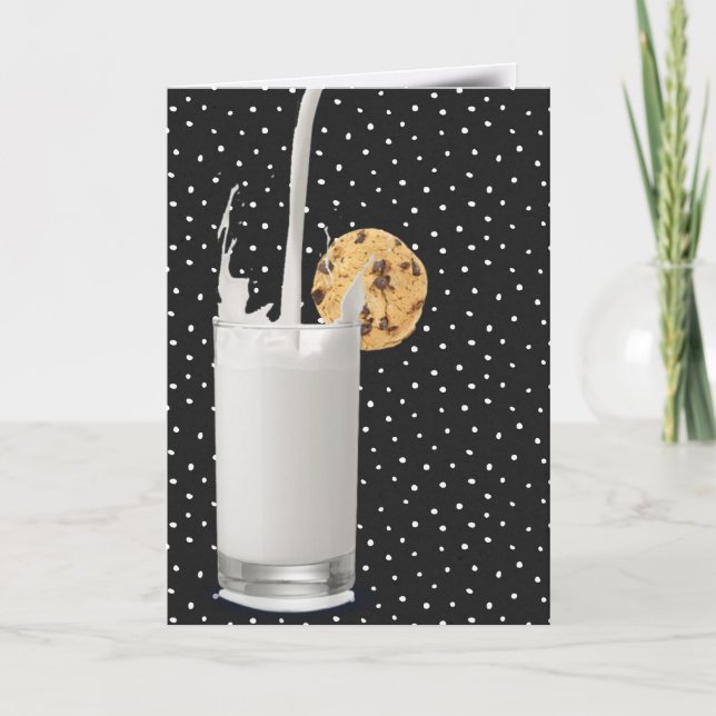 Milch und Kekse auf Polka-Punkten Karte (Vorderseite)