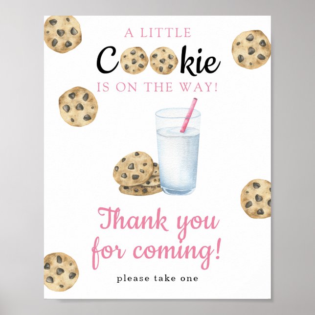 Milch und Kekse Babydusche - Danke Poster (Vorne)