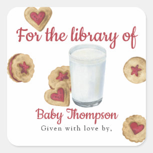 Milch und Kekse für die Bibliothek von Quadratischer Aufkleber