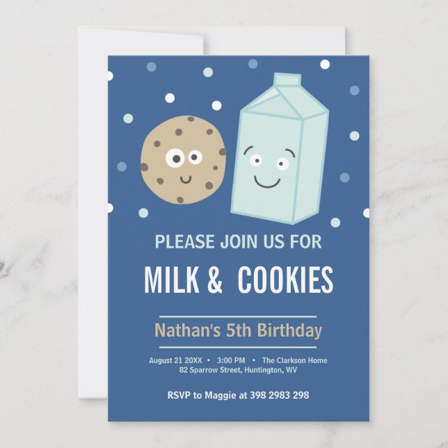 Milch und Kekse Geburtstagsdessert-Party Einladung (Vorderseite)
