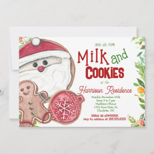 Milch und Kekse mit santa Weihnachtsgebäck Einladu Einladung