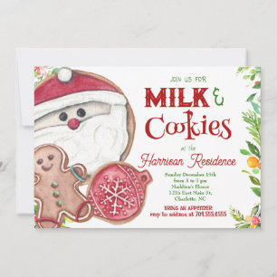 Milch und Kekse mit santa Weihnachtsgebäck Einladu Einladung