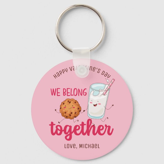 Milch und Kekse Niedlicher Valentinstag Schlüsselanhänger (Vorderseite)