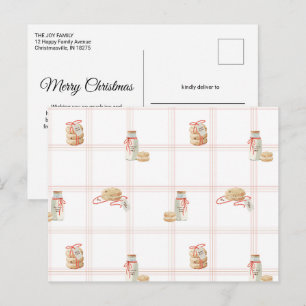 Milch und Kekse Weihnachtsmorgen Kinderfrühstück Postkarte
