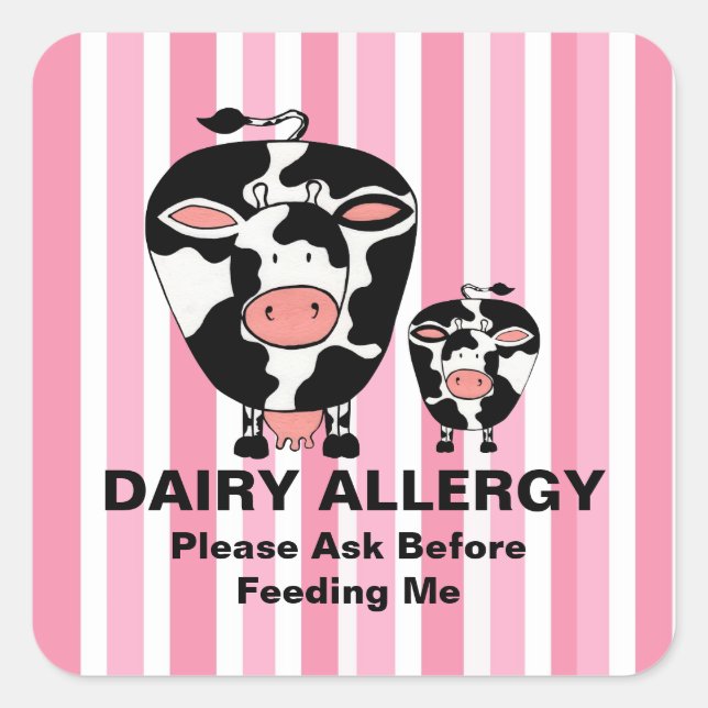 Milchallergie Farm Cow Personalisiert Label Quadratischer Aufkleber (Vorderseite)