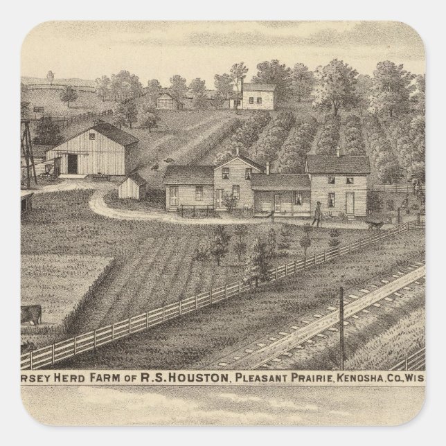 Milchbetriebe der RS Houston und WC White Quadratischer Aufkleber (Vorderseite)