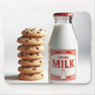 Milchflasche und Schokolade Chip Cookies Mousepad