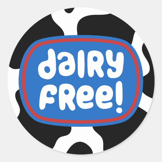 Milchfreie Etiketten. Iss Dairy gratis. Runder Aufkleber (Vorderseite)