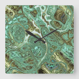 Milchige Aquamarine Marmorsäulensperre Quadratische Wanduhr