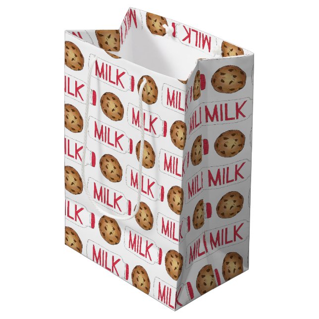 Milchjogschokolade Chip Cookies Snack Food Feinsch Mittlere Geschenktüte (Vorderseite Schrägansicht)