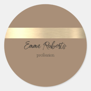 Milchkaffee Brown Gold Foil Rustikale Imitate Runder Aufkleber
