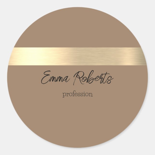 Milchkaffee Brown Gold Foil Rustikale Imitate Runder Aufkleber (Vorderseite)