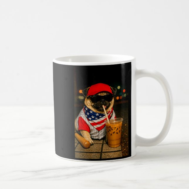 Milchkaffee Nachtleben Mops Hund Junge Mädchen lus Kaffeetasse (Rechts)