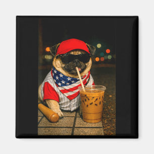 Milchkaffee Nachtleben Mops Hund Junge Mädchen lus Magnet