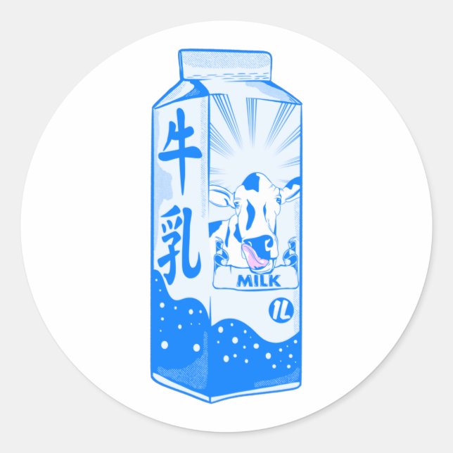 Milchkarton-Kanji Japanisch Runder Aufkleber (Vorderseite)