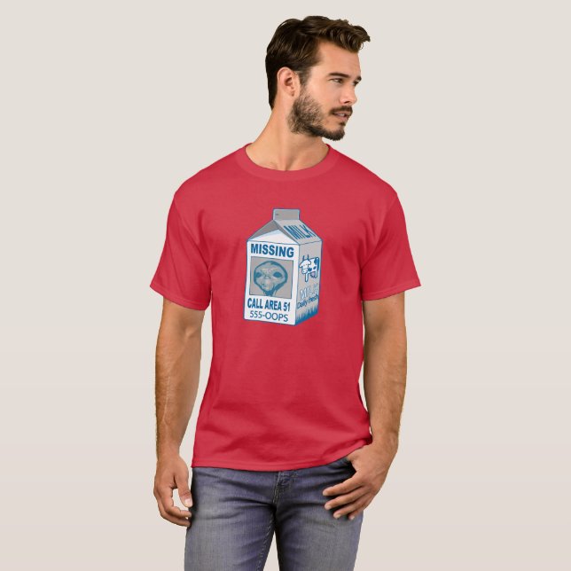 Milchkarton - Vermisste Alien aus Gebiet 51 T-Shirt (Vorne ganz)