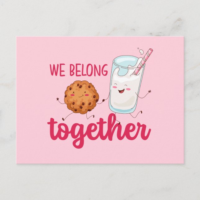Milchkekse gehören zusammen zum Niedlichen Valenti Postkarte (Vorderseite)