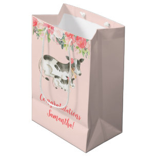 Milchkuh, floral, gelegentlich Geschenktasche Mittlere Geschenktüte