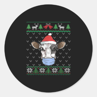 Milchkuh Gesichtsmaske Kuh Weihnachtsgeschenk Runder Aufkleber