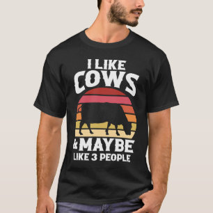 Milchkuh-Landwirt Retro Ich mag Kühe und vielleich T-Shirt