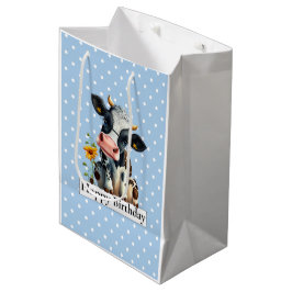 Milchkühe Happy Birthday Blue Mittlere Geschenktüte