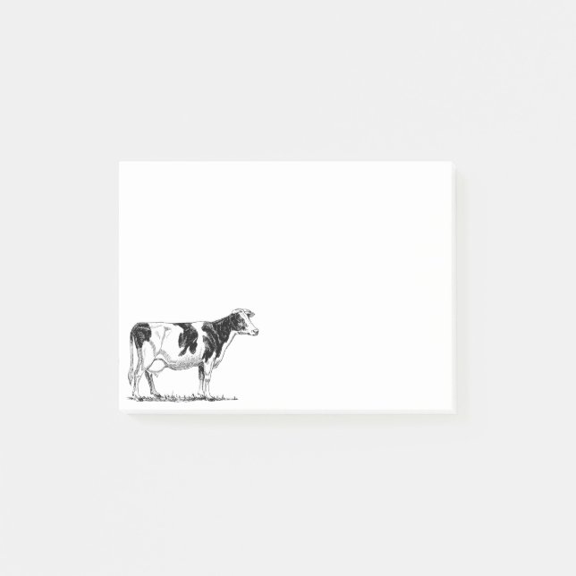 Milchkühe Holstein Fresian Pencil Zeichnend Post-it Klebezettel (Vorderseite)
