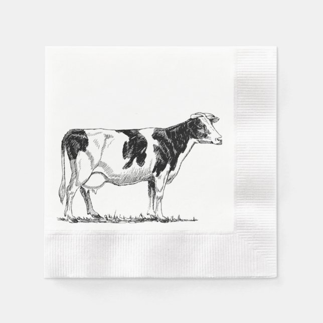 Milchkühe Holstein Fresian Pencil Zeichnend Serviette (Vorderseite)
