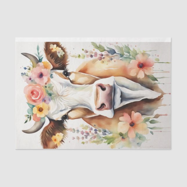 Milchkühe mit Blume Decoupage Seidenpapier (Vorderseite)