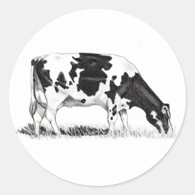MILCHKUHE, PENCIL ART RUNDER AUFKLEBER (Vorderseite)