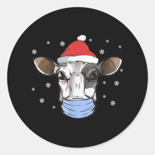 Milchkühe Santa Face Maske Milchweihnachtsfest Runder Aufkleber