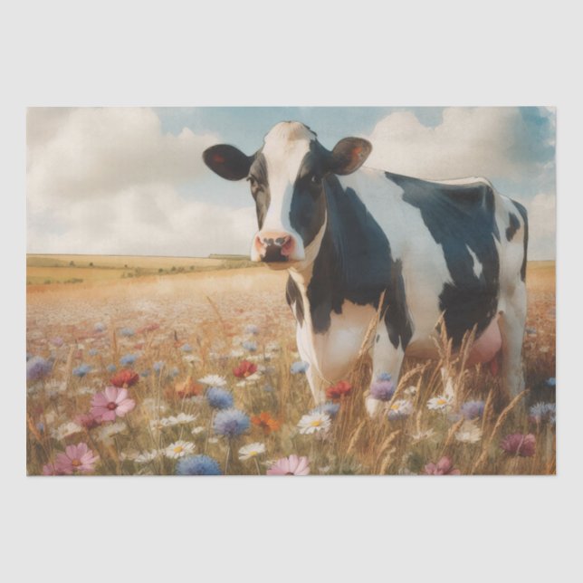 Milchkühe und Wildblume Seidenpapier (Vorderseite)