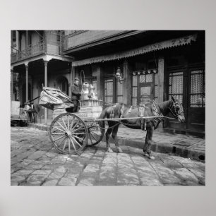 Milchlieferwagen, 1903. Vintages Foto Poster