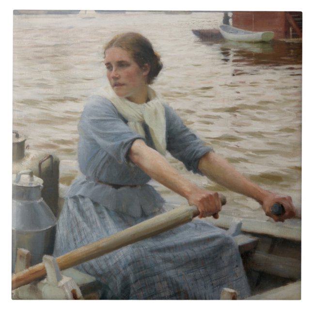 Milchmädchen auf einem Ruderboot (von Albert Edelf Fliese (Vorderseite)