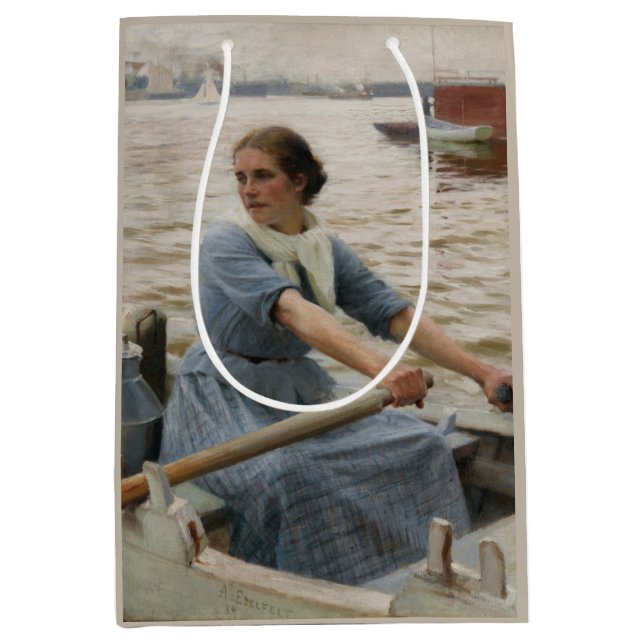 Milchmädchen auf einem Ruderboot (von Albert Edelf Mittlere Geschenktüte (Vorderseite)