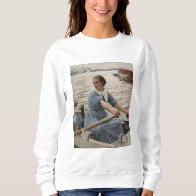 Milchmädchen auf einem Ruderboot (von Albert Edelf Sweatshirt (Vorderseite)