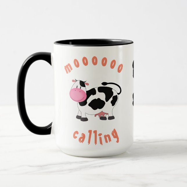 Milchmoos, niedliche Kuh, die Milch trinkt Erinner Tasse (Links)